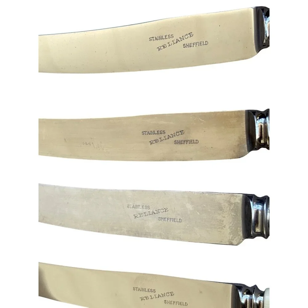 Frank & Co Sheffield England Reliance Knives Stanless Steel Cutlery Celluloid‎